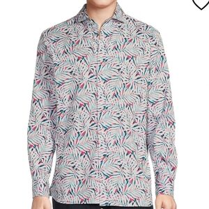 Cremieux Blue Label Key West  Long Sleeve Palm Two-Sided Cuff Woven Shirt Sz XL